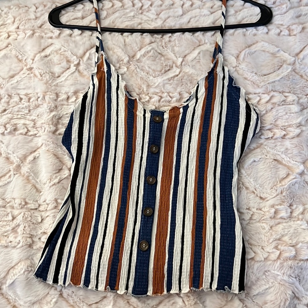 Striped tank top with buttons